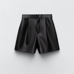 Zara Black Faux-Leather  Shorts  NWT size L